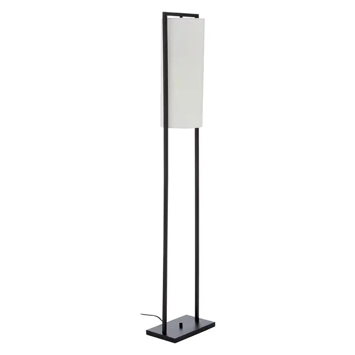Calvo Black Rectangular Floor Lamp with White Linen Shade